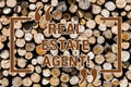 Text sign showing Real Estate Agent. Conceptual photo professionals who negotiate and arrange buying and selling Wooden