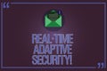 Text sign showing Real Time Adaptive Security. Conceptual photo accommodate the emergence of multiple perimeters Open