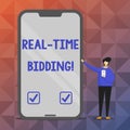 Text sign showing Real Time Bidding. Conceptual photo Buy and sell advertising inventory by instant auctions.