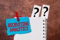 Writing displaying text Recruiting Analytics. Business showcase used to track the identification of the candidates