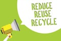 Text sign showing Reduce Reuse Recycle. Conceptual photo ways can eliminate waste protect your environment Multiline text message