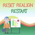 Text sign showing Reset Realign Restart. Conceptual photo Life audit will help you put things in perspectives Royalty Free Stock Photo