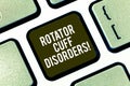 Text sign showing Rotator Cuff Disorders. Conceptual photo tissues in the shoulder get irritated or damaged Keyboard key Royalty Free Stock Photo