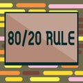 Text sign showing 80 20 Rule. Conceptual photo Pareto principle 80 percent effects come from 20 causes