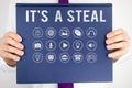 Text sign showing It S A Steal. Conceptual photo Getting confidential informations Cyber breaching Hacking.