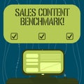 Text sign showing Sales Content Benchmark. Conceptual photo Crafting sales enablement content that converts Mounted