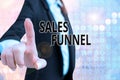 Text sign showing Sales Funnel. Conceptual photo process through which a company ells its products to buyers