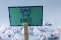 Text sign showing Save The Date. Conceptual photo Organizing events well make day special by event organizers written on Sticky No Royalty Free Stock Photo