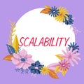 Text sign showing Scalability. Business idea capable of being easily expanded or upgraded on demand Royalty Free Stock Photo