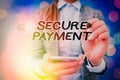 Text sign showing Secure Payment. Conceptual photo Security of Payment refers to ensure of paid even in dispute Royalty Free Stock Photo