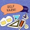 Text sign showing Self Harm. Conceptual photo deliberate injury typically analysisifestation psychological Two Blank Royalty Free Stock Photo