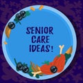 Text sign showing Senior Care Ideas. Conceptual photo encompasses any services required to assist old citizens Hand Royalty Free Stock Photo