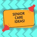 Text sign showing Senior Care Ideas. Conceptual photo encompasses any services required to assist old citizens Two Royalty Free Stock Photo