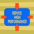 Text sign showing Service High Perforanalysisce. Conceptual photo Managing utilization of resources Uptime guarantee Royalty Free Stock Photo