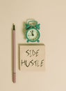 Text sign showing Side Hustle. Conceptual photo way make some extra cash that allows you flexibility to pursue Metal