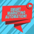 Text sign showing Smart Marketing Automation. Conceptual photo Automate online marketing campaigns and sales Folded 3D