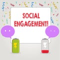 Text sign showing Social Engagement. Conceptual photo post gets high reach Likes Ads SEO Advertising Marketing.
