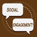 Text sign showing Social Engagement. Conceptual photo post gets high reach Likes Ads SEO Advertising Marketing.