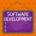 Text sign showing Software Development. Conceptual photo software is created using a specific programming Asymmetrical Royalty Free Stock Photo