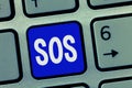 Text sign showing Sos. Conceptual photo Urgent appeal for help International code signal of extreme distress Royalty Free Stock Photo