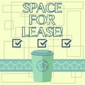 Text sign showing Space For Lease. Conceptual photo Available location for rent to use for commercial purposes 3D Coffee Royalty Free Stock Photo