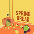 Text sign showing Spring Break. Concept meaning Vacation period at school and universities during spring Light bulbs Royalty Free Stock Photo