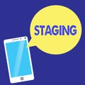 Text sign showing Staging. Conceptual photo Method presenting play or other dramatic perforanalysisce Set of stages Royalty Free Stock Photo