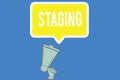 Text sign showing Staging. Conceptual photo Method presenting play or other dramatic perforanalysisce Set of stages Royalty Free Stock Photo