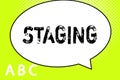 Text sign showing Staging. Conceptual photo Method presenting play or other dramatic perforanalysisce Set of stages Royalty Free Stock Photo