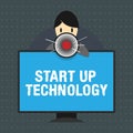 Text sign showing Start Up Technology. Conceptual photo Young Technical Company initially Funded or Financed