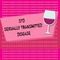 Text sign showing Std Sexually Transmitted Disease. Conceptual photo Infection spread by sexual intercourse Royalty Free Stock Photo