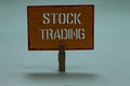 Text sign showing Stock Trading. Conceptual photo Buy and Sell of Securities Electronically on the Exchange Floor Clothespin holdi Royalty Free Stock Photo