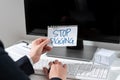 Text sign showing Stop Digging. Business idea Prevent Illegal excavation quarry Environment Conservation Royalty Free Stock Photo