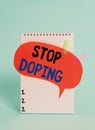 Text sign showing Stop Doping. Conceptual photo do not use use banned athletic perforanalysisce enhancing drugs Spiral