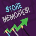 Text sign showing Store Memories. Conceptual photo the ability of the mind to store and recall past sensations Three Royalty Free Stock Photo