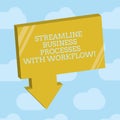 Text sign showing Streamline Business Processes With Workflow. Conceptual photo Computer social media process Blank 3D