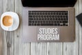 Text sign showing Studies Program. Business idea Platform help move you towards a college and career path Lady Hands