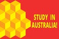Text sign showing Study In Australia. Conceptual photo going into foreign country order complete your studies Icon