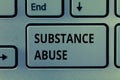 Text sign showing Substance Abuse. Conceptual photo Excessive use of a substance especially alcohol or a drug Royalty Free Stock Photo