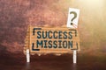 Text sign showing Success Mission. Business idea getting job done in perfect way with no mistakes Task made Royalty Free Stock Photo