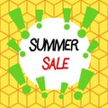 Text sign showing Summer Sale. Conceptual photo time when a store sells products at much lower prices than usual