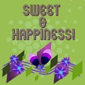 Text sign showing Sweet And Happiness. Conceptual photo feeling that comes over when you know life is good Colorful