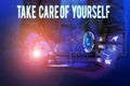 Text sign showing Take Care Of Yourself. Conceptual photo a polite way of ending a gettogether or conversation Woman wear formal