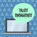 Text sign showing Talent Management. Conceptual photo Acquiring hiring and retaining talented employees Round Shape