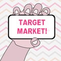 Text sign showing Target Market. Conceptual photo Particular group of consumers which a product is aimed Closeup of Royalty Free Stock Photo