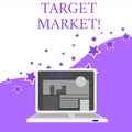 Text sign showing Target Market. Conceptual photo Particular group of consumers which a product is aimed Open Modern Royalty Free Stock Photo