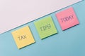 Text sign showing Tax Tips. Conceptual photo compulsory contribution to state revenue levied by government Pastel colour