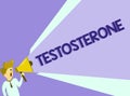 Text sign showing Testosterone. Conceptual photo Hormone development of male secondary sexual characteristics
