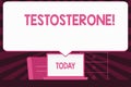 Text sign showing Testosterone. Conceptual photo Male hormones development and stimulation sports substance Blank Huge