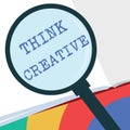 Text sign showing Think Creative. Conceptual photo The ability to perceive patterns that are not obvious Royalty Free Stock Photo